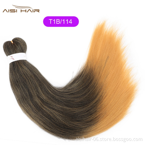 Aisi Hair High Quality Cheap Price Ombre Color Jumbo Fiber For Women Pre Stretched Synthetic Crochet Braiding Hair Extensions
